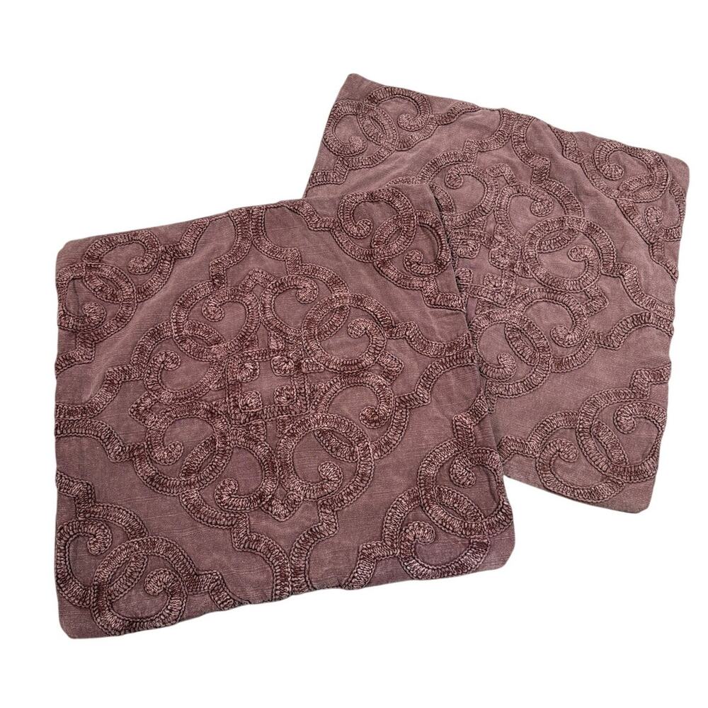Pottery Barn Drew Embroidered Pillow Covers Distressed Boho Set Of 2